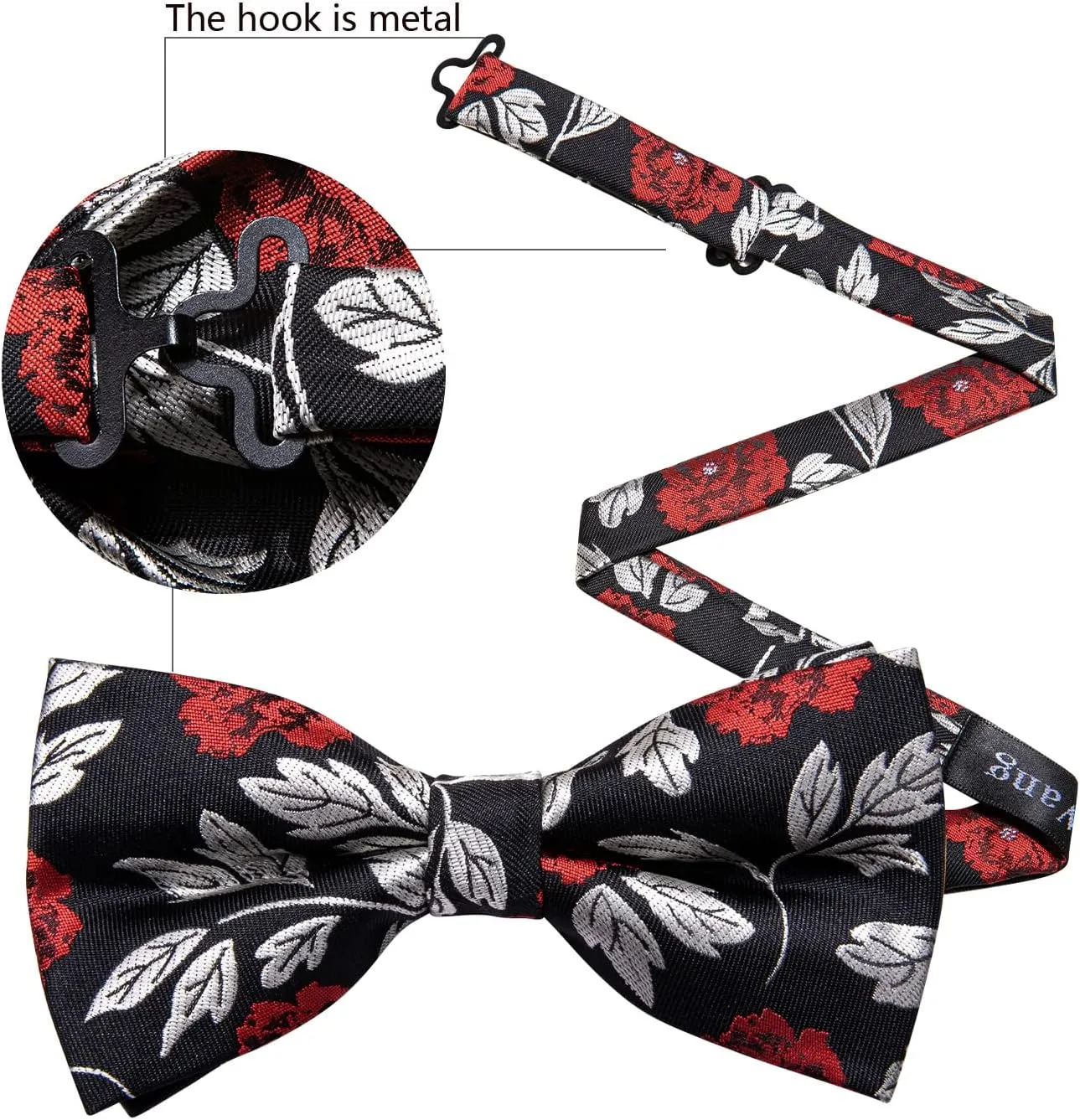 YOHOWA Mens Bow Tie Set Paisley Coloful Pre-tied Bowties Adjustable with Handkerchief Cufflinks Wedding Prom Party