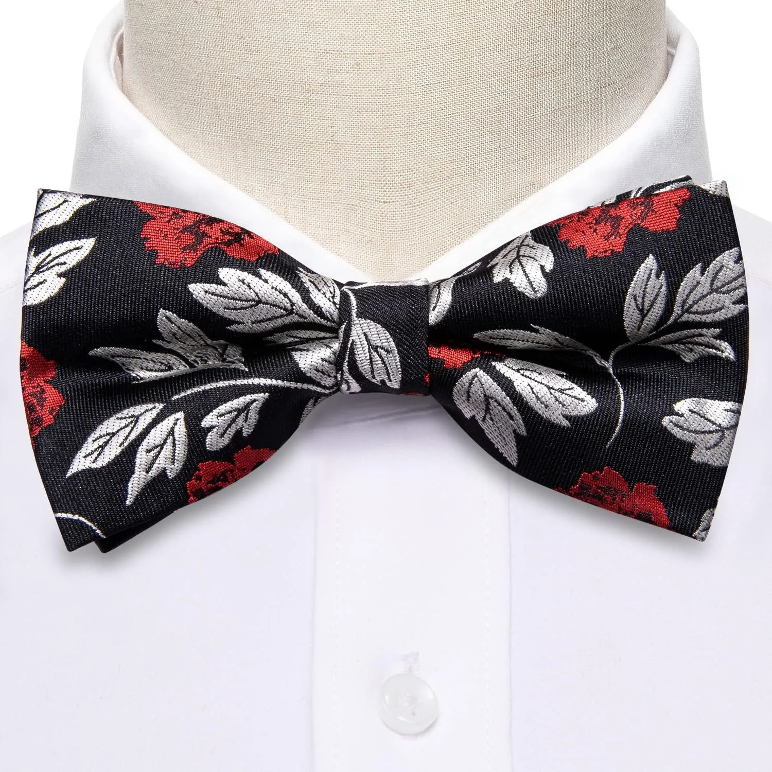 YOHOWA Mens Bow Tie Set Paisley Coloful Pre-tied Bowties Adjustable with Handkerchief Cufflinks Wedding Prom Party